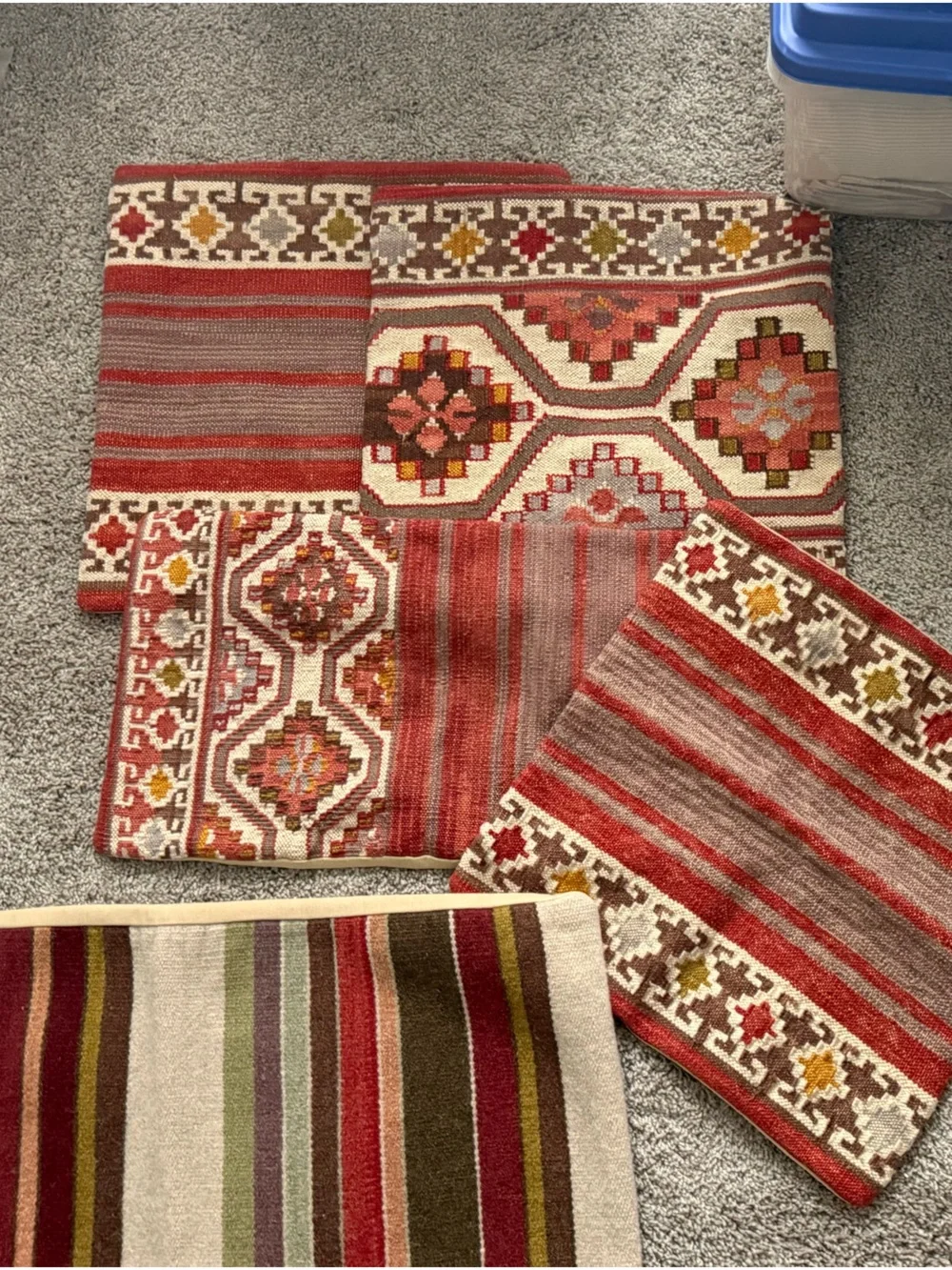 Rare Pottery Barn Dexter Dhurrie Stripe Kilim Floor Pillow cover, 2012, 30”